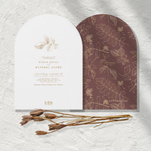 Golden Leaf Wedding Gold/Bourgogne Boog ID655 Kaart