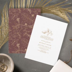 Golden Leaf Wedding Rehearsal Dinner Brgdy ID655 Kaart