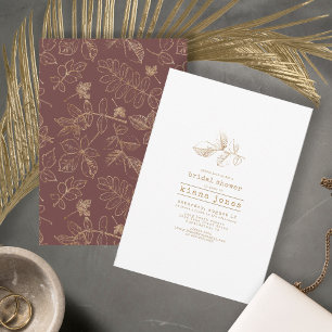 Golden Leaf Wedding Vrijgezellenfeest Gold/Brgdy I Kaart