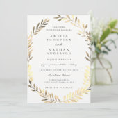 Golden Leaf Wreath Garden Invitation de mariage (Debout devant)