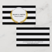 Golden Leaf Wreath & Stripes Visitekaartje (Voorkant / Achterkant)