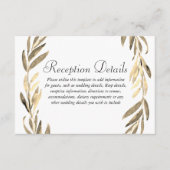Golden Leaf Wreath Wedding Reception details Informatiekaartje (Voorkant)