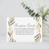 Golden Leaf Wreath Wedding Reception details Informatiekaartje (Staand voorkant)