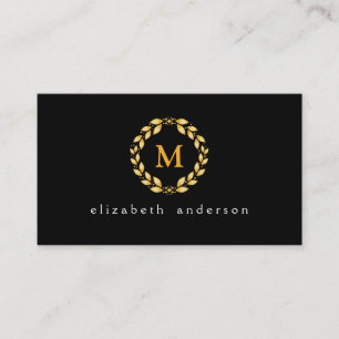 Golden Leaved Roman Wreatmonogram - zwart Visitekaartje