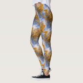 Golden Leaves Blue Sky Natuur Pattern Leggings (Links)