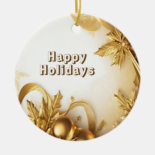 Golden Leaves Christmas Holiday Ornament (Voorkant)