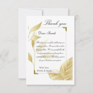 Golden Leaves Flat Thank You Card Bedankkaart
