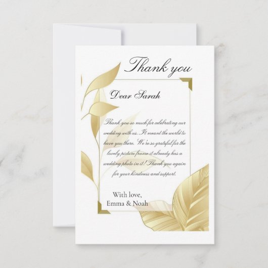Golden Leaves Flat Thank You Card Bedankkaart (Voorkant)