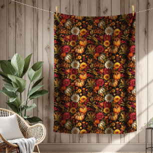 Golden Leaves & Pumpkin-Print Feestelijke Touch Fleece Deken