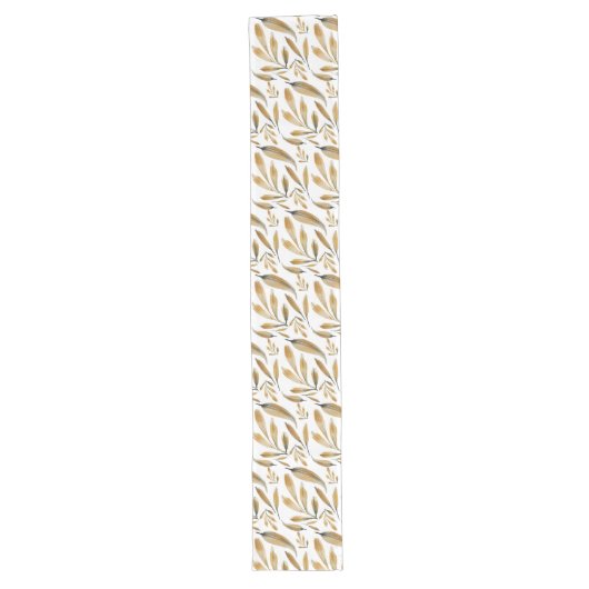 Golden Leaves Waterverf handbeschilderd Lange Tafelloper (Voorkant)