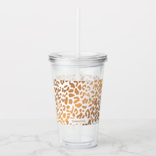 Golden Leopard Print Acryl Drinkbeker (Voorkant)