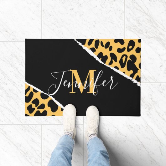 Golden Leopard Print Deurmat (Binnen)