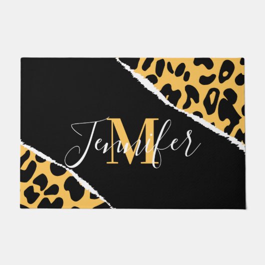Golden Leopard Print Deurmat (Voorkant)