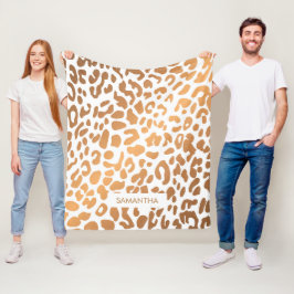 Golden Leopard Print Fleece Deken