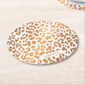 Golden Leopard Print Ronde Kartonnen Onderzetter (Gebogen)