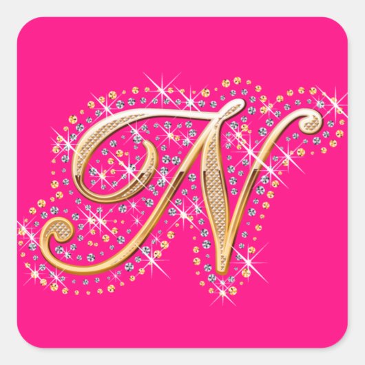 Golden Letter N - Sticker (Voorkant)
