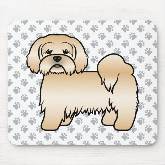 Golden Lhasa Apso Cute Dog Illustratie Muismat (Voorkant)