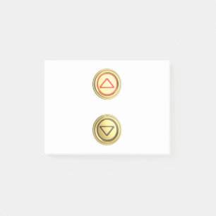Golden liftorknoppen voor omhoog en omlaag post-it® notes