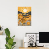 Golden Light Sun Illustration Wall Art Poster (Thuiskantoor)