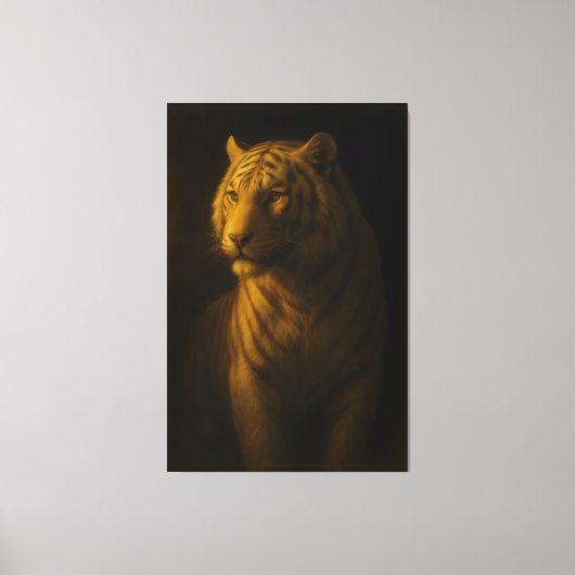 Golden Light White Tiger – Fine Art Portrait Canvas Afdruk (Voorkant)