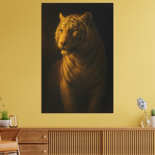 Golden Light White Tiger – Fine Art Portrait Canvas Afdruk (Insitu (Woonkamer))