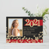 Golden Lights Red and Black Grad Photo Invitation (Debout devant)