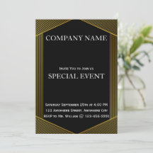 Golden Lijst Black Corporate Party Invitation Kaar