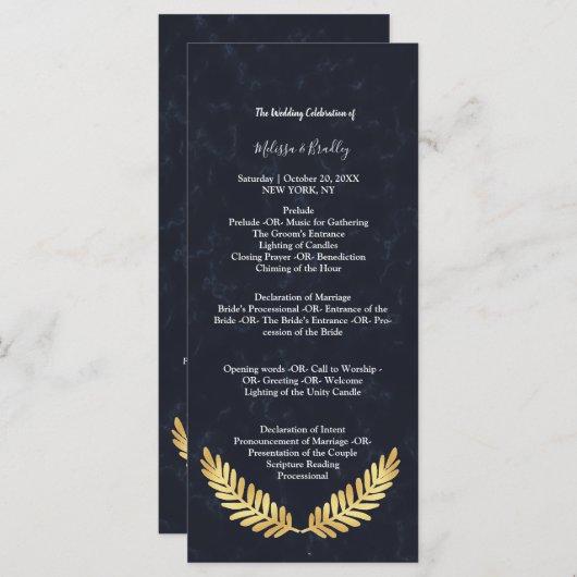 Golden Lijst Navy terug ceremonie Programma (Voorkant / Achterkant)