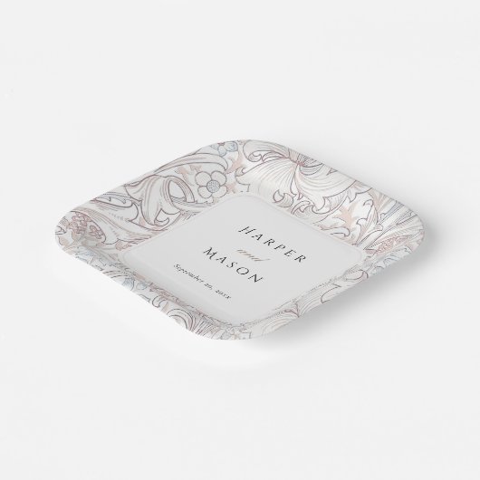 Golden Lilies William Morris Bruiloft Papieren Bordje (Gebogen)