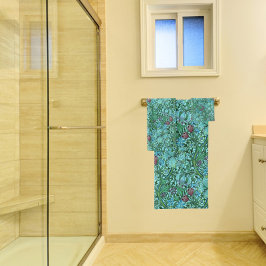 Golden Lily  Bloemen Blauw Roze Groen Bad Handdoek