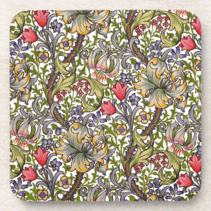 Golden Lily  Floral Pattern William Morris Bier Onderzetter