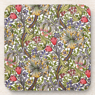 Golden Lily  Floral Pattern William Morris Bier Onderzetter