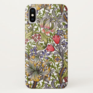 Golden Lily Floral Pattern William Morris iPhone X Hoesje