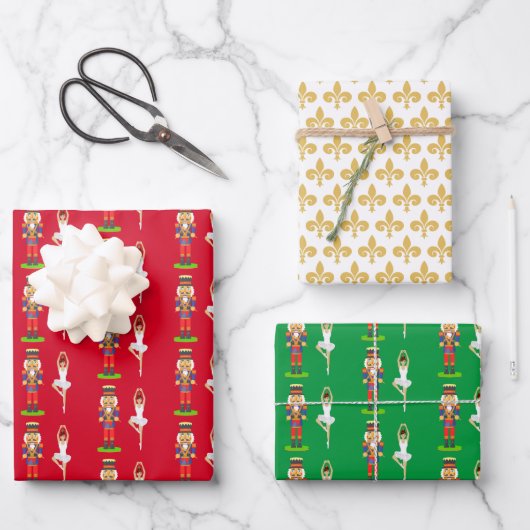 Golden Lily Flowers, Nutcracker en Ballet Dancer Inpakpapier Vel (Voorkant)