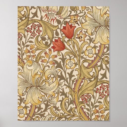 Golden Lily Pattern Versie 2 van William Morris Poster (Voorkant)