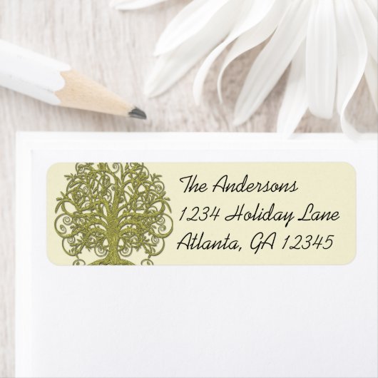 Golden Lime Green Swirl Tree Labels (Insitu)
