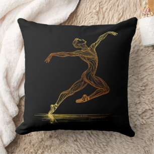 Golden Line Art Ballet Dancer Elegante Illustratie Kussen