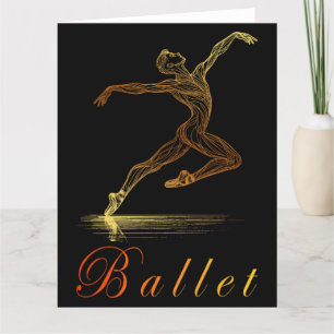 Golden Line Art Ballet Mannelijke Danser Illustrat Bedankkaart