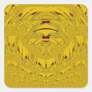 Golden Lion-hoofdvormontwerp Vierkante Sticker