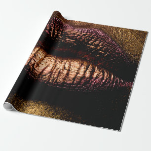 Golden lippen dicht. Goudmetalen lip. Mooie mak Cadeaupapier