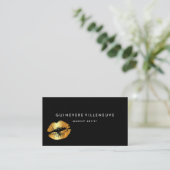 Golden lips kus op zwart visitekaartje (Staand voorkant)
