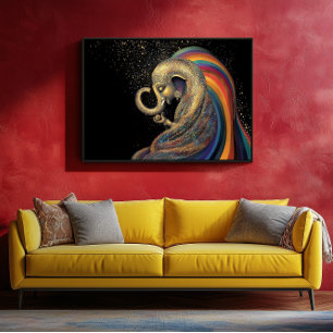 Golden Lord Ganesha Kleurrijke Regenboog Goud Zwar Poster
