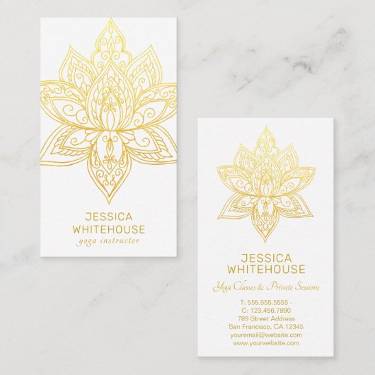 Golden Lotus Flower Élégant Carte de visite (Devant / Derrière)