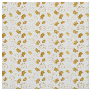 Golden Lotus Flower Pattern on white Background Stof