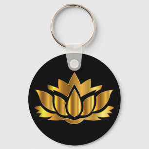 Golden Lotus Flower Sleutelhanger