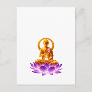 Golden Lotus Meditation Buddha Spiritual Yoga Desi Briefkaart