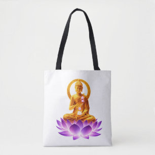Golden Lotus Meditation Buddha Spiritual Yoga Desi Draagtas