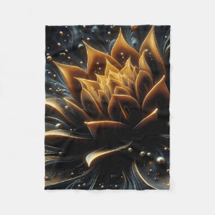 Golden Lotus Radiance – Abstract mystiek ontwerp Fleece Deken