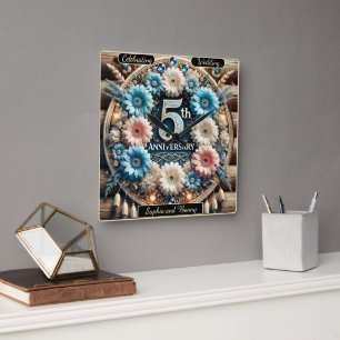 Golden Love: 5e Jubileum Design Vierkante Klok