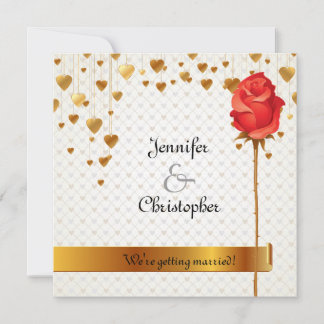 Golden Love Hearts en Roos bruiloft Kaart